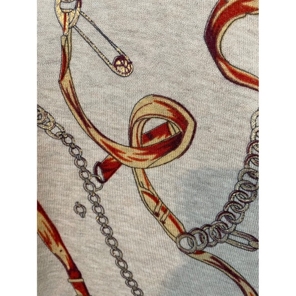 Cliche Equestrian Chain Belt Print Sweater Tan Size M Old Money Heritage Luxury - Picture 7 of 9